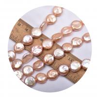 Pièce de culture des perles d'eau douce, perle d'eau douce cultivée, Plat rond, DIY, rose, 12-13mm, Environ 30- Vendu par brin