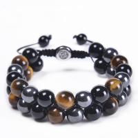 Gemstone Woven Ball Bracelets, with Polyester Cord, Round, Double Layer & Unisex & adjustable .8 Inch 