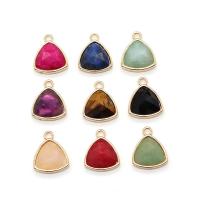 Gemstone Brass Pendants, with Brass, Triangle, gold color plated, DIY & faceted 