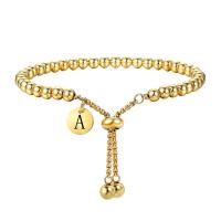 Titanium Steel Bracelet & Bangle, Alphabet Letter, gold color plated, adjustable & for woman, gold cm 