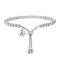 Titanium Steel Bracelet & Bangle, Alphabet Letter, silver color plated, adjustable & for woman, silver color cm 
