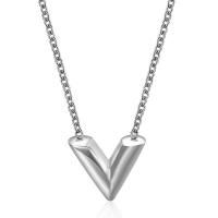 Titanium Steel Jewelry Necklace, with 1.97 extender chain, Letter V, plated, for woman .72 Inch 