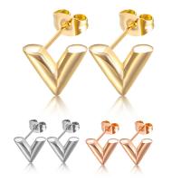 Titanium Steel Earrings, Letter V, plated, for woman 