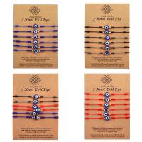 Evil Eye Jewelry Bracelet, Polyester Cord, with Resin & Zinc Alloy, Round, gold color plated, 6 pieces & Adjustable & fashion jewelry 6mm cm 