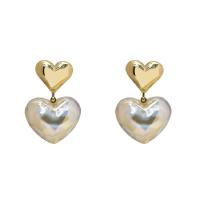 Brass Drop Earring, Heart, gold color plated, fashion jewelry & for woman, golden, 30mm 