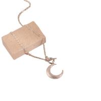 Brass Jewelry Necklace, Moon, silver color plated, fashion jewelry & for woman, silver color cm 