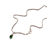 Латунь кубический цирконий ожерелье, с кубический цирконий, плакирован серебром, ювелирные изделия моды & разные стили для выбора & Женский, серебряный длина:47 см, продается PC
