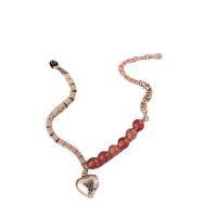 Quartz Bracelets, Brass, with Strawberry Quartz, Heart, silver color plated, fashion jewelry & for woman, silver color .5 cm 