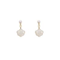 Enamel Zinc Alloy Drop Earring, with Plastic Pearl, Cloud, gold color plated, for woman 