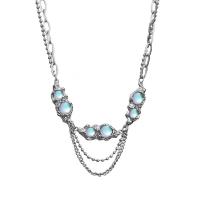 Stainless Steel Jewelry Necklace, 304 Stainless Steel, with Sea Opal & Zinc Alloy, with 2.75inch extender chain, fashion jewelry & for woman Approx 16.5 Inch 