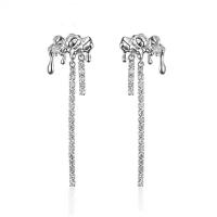 Zinc Alloy Rhinestone Drop Earring, platinum color plated, for woman & with rhinestone 