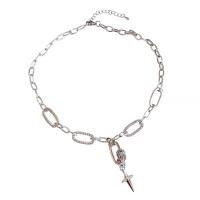 Stainless Steel Jewelry Necklace, 304 Stainless Steel, with zinc alloy pendant, with 1.96inch extender chain, fashion jewelry & for woman & with rhinestone Approx 16.6 Inch 