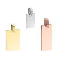 Stainless Steel Tag Charm, 304 Stainless Steel, Rectangle, Vacuum Ion Plating, DIY 