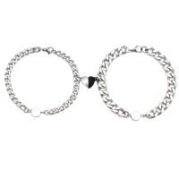 Couple Bracelet, 304 Stainless Steel, with magnetic & for couple, original color Approx 7 Inch, Approx  7.8 Inch 