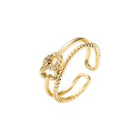 Brass Cuff Finger Ring, gold color plated, Adjustable & micro pave cubic zirconia & for woman & hollow, 20mm 