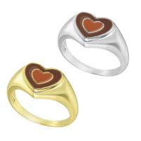 Палец кольцо-латунь, Латунь, Сердце, 18K позолоченный, Женский & эмаль, Много цветов для выбора размер:7, продается PC