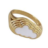 Палец кольцо-латунь, Латунь, Облако, плакирован золотом, разный размер для выбора & Женский, белый, 17.3mm, продается PC