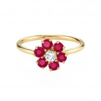 Cubic Zirconia Micro Pave Brass Finger Ring, Flower, gold color plated, for woman 17.3mm, US Ring 