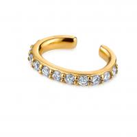 Earring Cuff and Wraps, Brass, gold color plated, micro pave cubic zirconia & for woman 14.5mm 