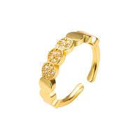 Cubic Zirconia Micro Pave Brass Finger Ring, gold color plated, Adjustable & micro pave cubic zirconia & for woman, 20mm 