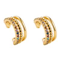 Earring Cuff and Wraps, Brass, 18K gold plated, micro pave cubic zirconia & for woman & hollow, multi-colored 