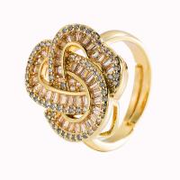 Cubic Zirconia Micro Pave Brass Finger Ring, gold color plated & micro pave cubic zirconia & for woman & hollow, 20mm 