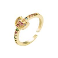 Cubic Zirconia Micro Pave Brass Finger Ring, gold color plated & micro pave cubic zirconia & for woman, 20mm 