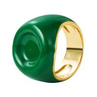 Brass Finger Ring, gold color plated, for woman & enamel 20mm 