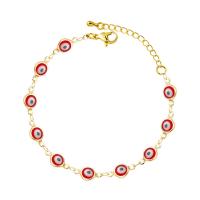 Evil Eye Jewelry Bracelet, Brass, with 1.18 inch extender chain, gold color plated, for woman & enamel Approx 7.08 Inch 