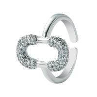 Cubic Zirconia Micro Pave Brass Finger Ring, platinum color plated, Adjustable & micro pave cubic zirconia & for woman, 20mm 