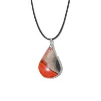 Ocean Agate Necklace, with leather cord, fashion jewelry & Unisex, 30-40mm Approx 17.72 Inch 