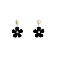 Zinc Alloy Stud Earring, with Acrylic, Flower, gold color plated, fashion jewelry & for woman 
