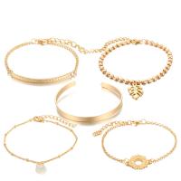 Zinc Alloy Crystal Bracelets, with Crystal, gold color plated, 5 pieces & fashion jewelry & for woman, golden 