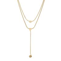 Brass Jewelry Necklace, with 4.2cm extender chain, real gold plated, Double Layer & fashion jewelry & for woman, golden, 63mm .2 cm 