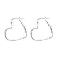 Zinc Alloy Hoop Earring, Heart, platinum color plated, fashion jewelry & for woman, platinum color 