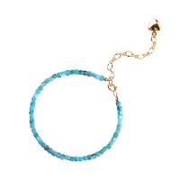 Apatites Bracelet, with 201 Stainless Steel, with 5cm extender chain, Vacuum Ion Plating, Adjustable & for woman, blue, 2.5mm Approx 14-18 cm 