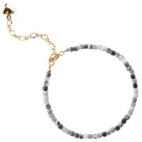 Bracelets en pierres oeil de tigre, avec 201 acier inoxydable, Placage ionique sous vide, Réglable & bijoux de mode & pour femme & facettes, couleurs mélangées, 2.5mm Environ 14-18 cm, Vendu par PC
