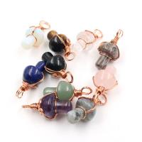 Gemstone Brass Pendants, Natural Stone, with Brass, mushroom, rose gold color plated & Unisex 