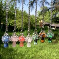 Gemstone Necklaces, Natural Stone, with 304 Stainless Steel, with 5cm extender chain, mushroom & Unisex 20mm Approx 45 cm 