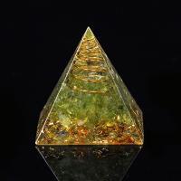 Resin Pyramid Decoration, with Gold Foil & Gemstone & Brass, Pyramidal, epoxy gel & epoxy gel 30mm 