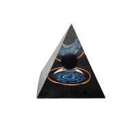 Resin Pyramid Decoration, with Gemstone & Aluminum, Pyramidal, rose gold color plated, epoxy gel, mixed colors 