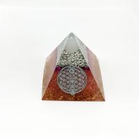 Resin Pyramid Decoration, with Gemstone, Pyramidal, epoxy gel, mixed colors 