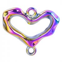 Zinc Alloy Charm Connector, Heart, colorful plated, DIY & 1/1 loop & hollow 