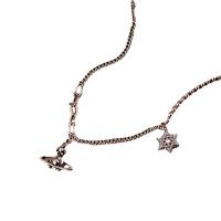 Ожерелье ручной латунные, Латунь, плакирован серебром, ювелирные изделия моды & Женский, серебряный  длина:49 см, продается PC