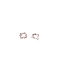 Rhinestone Brass Stud Earring, Square, silver color plated, fashion jewelry & for woman & with rhinestone & hollow, silver color 