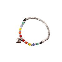 Brass Bracelets, Heart, silver color plated, fashion jewelry & for woman, multi-colored cm 