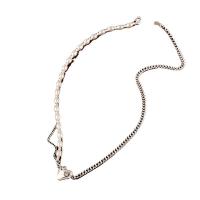 Collar de perlas de plástico, metal, con Perlas plásticas, Corazón, chapado en color de plata, Joyería & para mujer, plateado, 14x14mm, longitud:48 cm, Vendido por UD