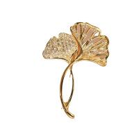 Cubic Zirconia Brooch, Brass, Ginkgo Leaf, plated, micro pave cubic zirconia & for woman 