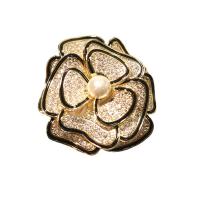 Cubic Zirconia Brooch, Brass, with Plastic Pearl, Flower, plated, micro pave cubic zirconia & for woman & enamel 