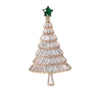 Cubic Zirconia Brooch, Brass, Christmas Tree, plated, micro pave cubic zirconia & for woman 